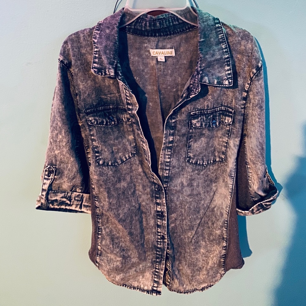 STRETCHY DENIM BLOUSE